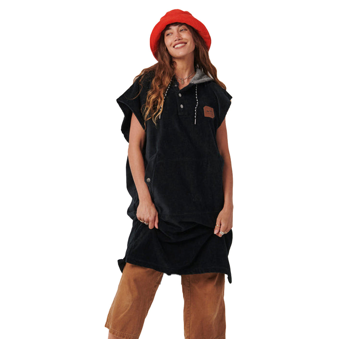 SLOWTIDE DIGS PONCHO - BLACK